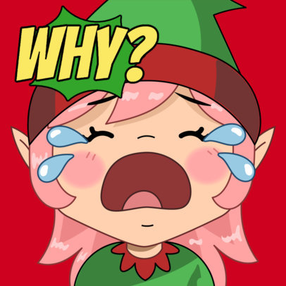 Twitch Emote Generator with a Crying Christmas Elf Illustration