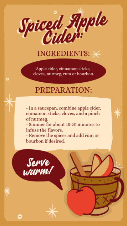 Instagram Story Creator with Illustrations for a Christmas Apple Cider Recipe 
