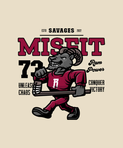 Hobbies T-Shirt Design Maker to Support a Hockey Team With a Mascot Graphic