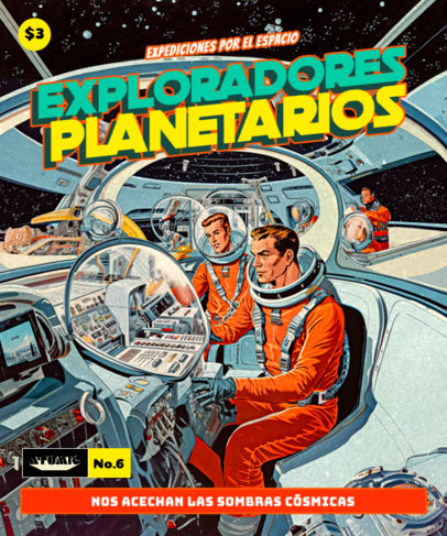 T-Shirt Design Creator Featuring Vintage Illustrations of Astronauts Inspired by Retro Comics