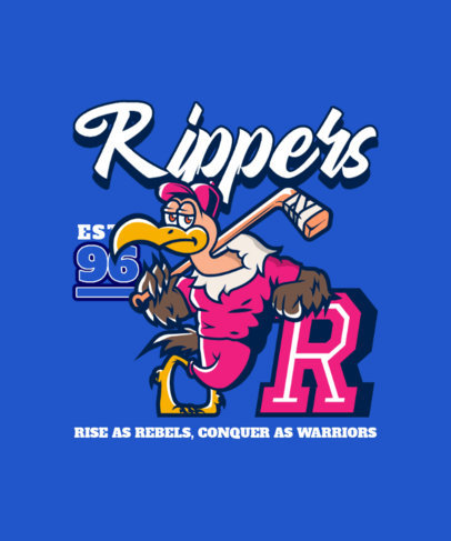 Hockey-Themed T-Shirt Design Generator Featuring a Mascot and a Retro Style