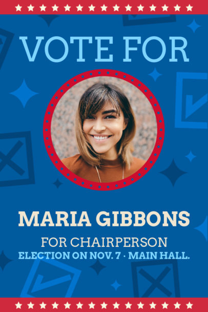 Candidate-Themed Poster Design Template to Vote for Chairperson