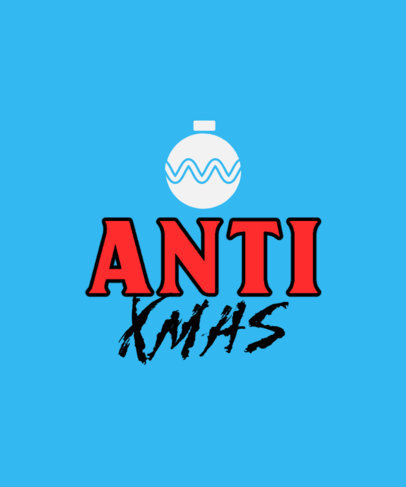 T-Shirt Design Template with a Christmas Bell Graphic and a Sarcastic Quote