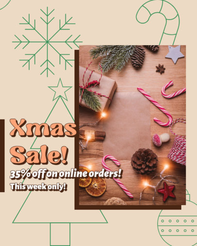 Instagram Post Template with Minimalist Icons for a Special Xmas Sale  5884h