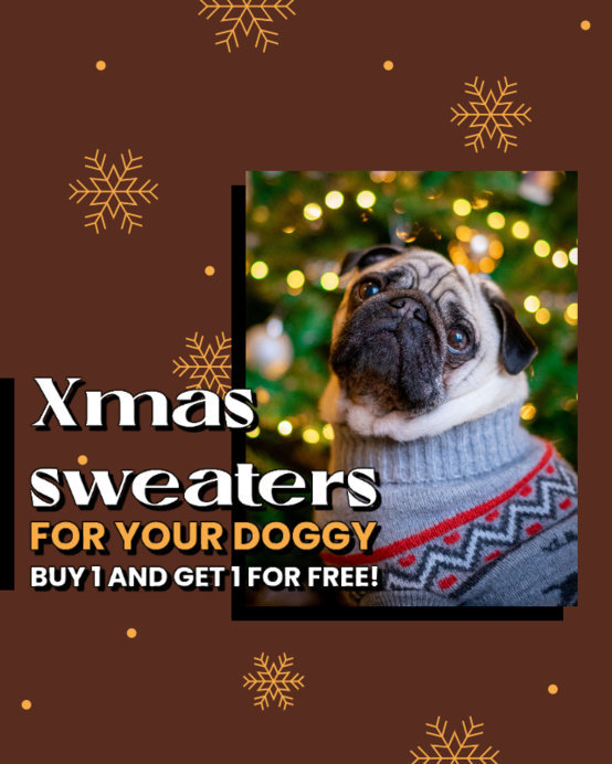 Instagram Post Creator with Snowflake Graphics for a Pet Store's Christmas Sale