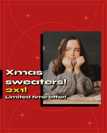 Instagram Post Maker Featuring a Clothing Store's 2x1 Offer for Christmas Season 5884k