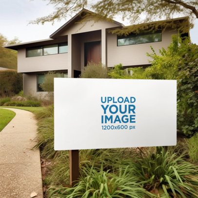 AI-Generated Mockup of a Yard Sign Placed Outside a Nice House