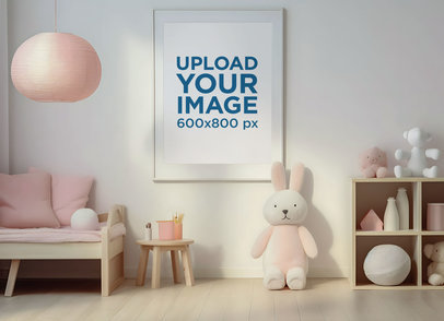 Art Print Mockup Featuring a Nice AI-Generated Nursery Room