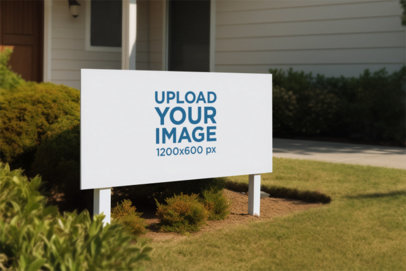 Sign Mockup Featuring an AI-Generated House Yard