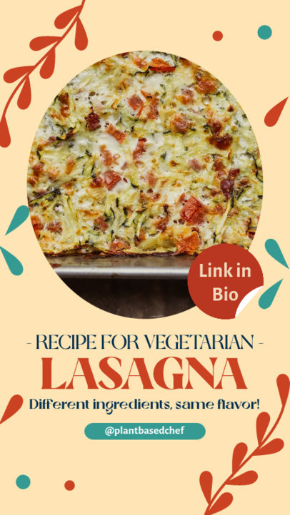 Instagram Story Generator for a Vegetarian Lasagna Recipe