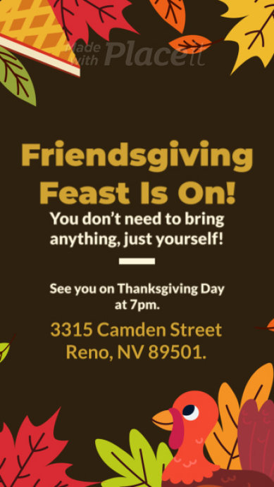 Instagram Story Video Creator Featuring a Friendsgiving-Themed Event
