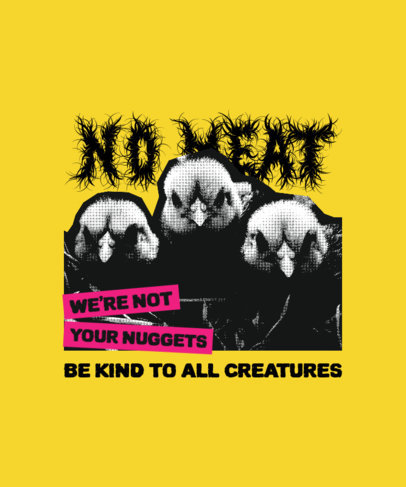 T-Shirt Design Maker Featuring Illustrated Chickens with a No Meat Quote