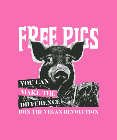 T-Shirt Design Maker Featuring Pig Graphics for a Pro Vegan Campaign