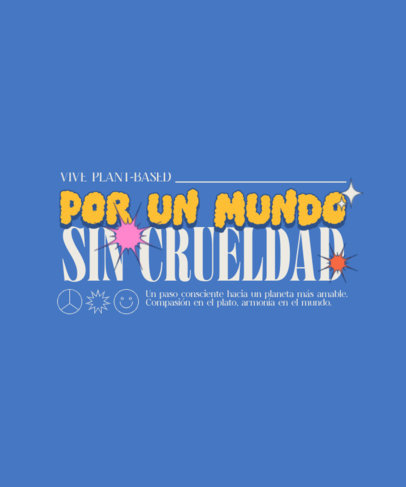 T-Shirt Design Template for an Animal Cruelty-Free Campaign with Colorful Fonts