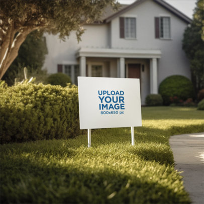 AI-Generated Mockup of a Yard Sign Placed Outside a Big House