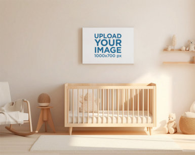 Art Print Mockup Featuring an AI-Generated Rustic Nursery