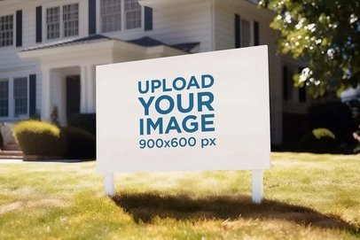 Mockup of an AI-Created Real Estate Sign Placed on a Home's Front Yard