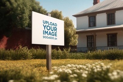 AI-Generated Mockup Featuring a Real Estate Sign on a Home's Yard