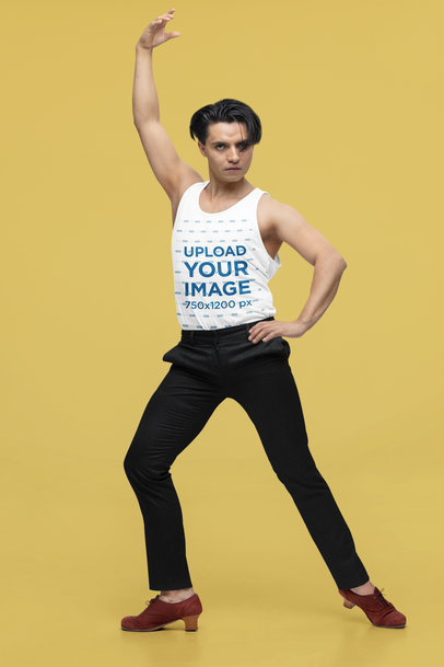 Bella Canvas Tank Top Mockup of a Man Dancing Ballet in a Studio