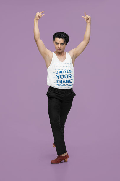 Bella Canvas Tank Top Mockup Featuring a Male Dancer at a Studio
