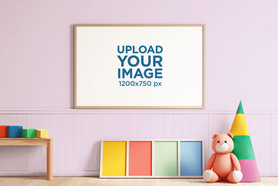 AI-Generated Mockup of an Art Print Placed in a Nice Nursery