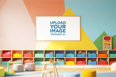 Art Print Mockup of an AI-Generated Children's Classroom