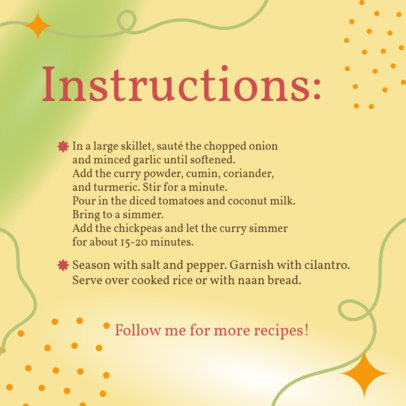 Instagram Post Generator with Easy Steps for a Chickpea Curry