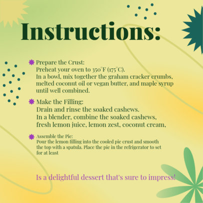 Instagram Post Template Featuring Simple Steps to Prepare a Lemon Pie 5900j