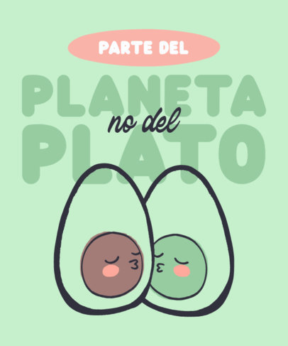 Vegetarian T-Shirt Design Generator With Two Cute Cartoonish Avocados 5899i