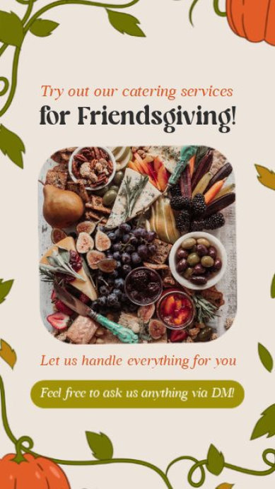 Friendsgiving Instagram Story Video Maker to Promote Catering Services