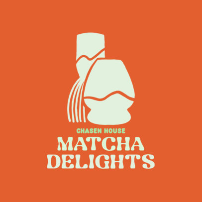 Matcha-Themed Logo Template for a Tea House