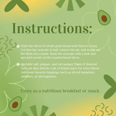 Instagram Post Creator with Simple Instructions to Prepare an Avocado Toast