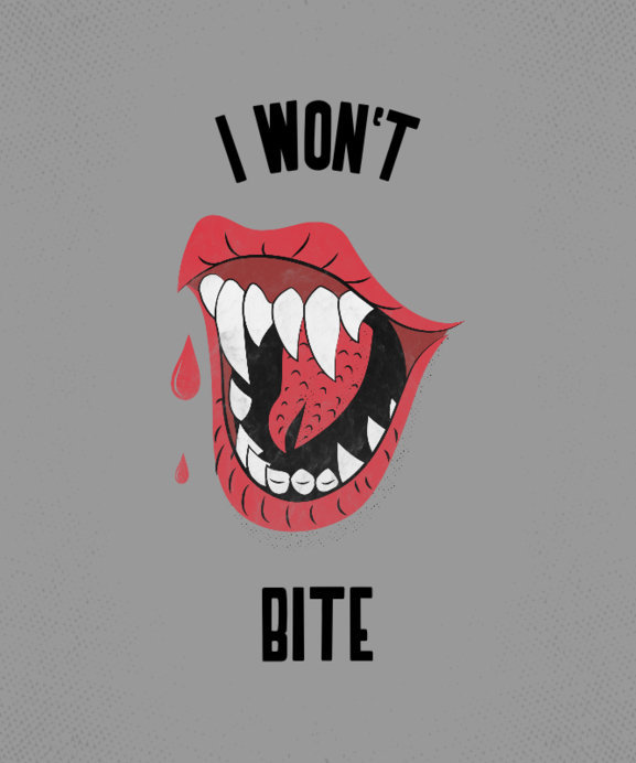 Placeit T Shirt Template with Vampire Teeth Drawing