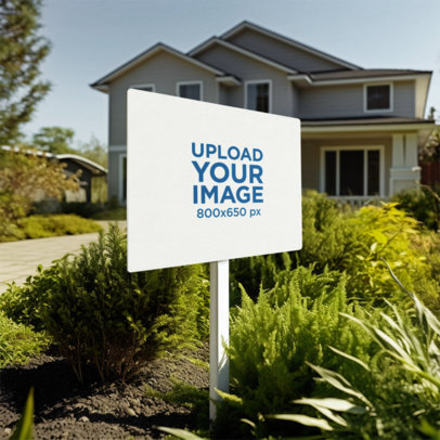 AI-Generated Mockup of a Real Estate Yard Sign Placed Outside a House