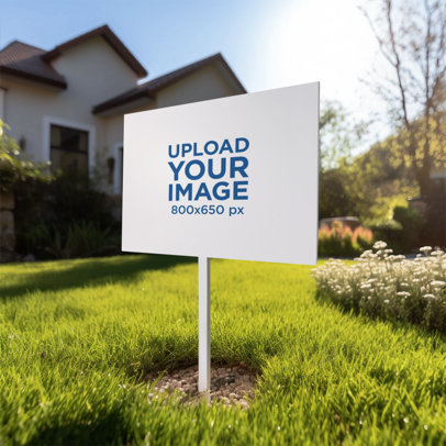 Yard Sign Mockup Featuring a Nice AI-Generated House