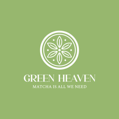 Matcha Tea Bar Logo Generator with a Flower Graphic