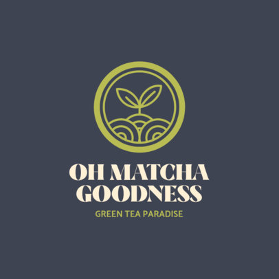 Matcha Green Tea Bar Logo Creator Featuring a Leaf Icon