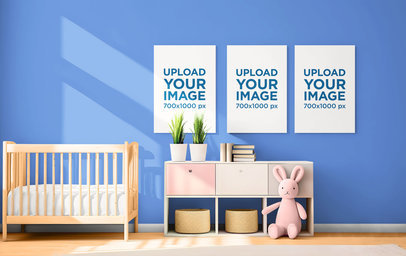 Art Print Mockup Featuring an AI-Generated Baby's Room With a Cute Aesthetic