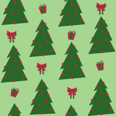 Holiday Print Pattern Design Template Featuring Christmas Trees and Ribbons