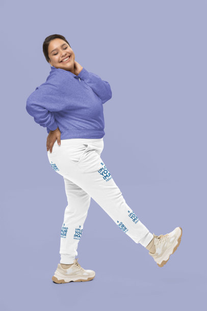 Cotton Heritage Sweatpants Mockup of a Cheerful Woman Posing in a Studio