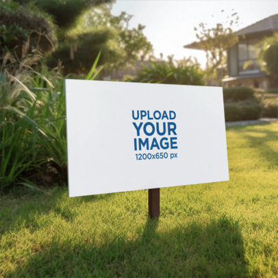 Mockup of an AI-Generated Sign Placed on a Home's Yard