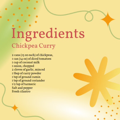 Instagram Post Creator with an Ingredients List for Chickpea Curry 5900h