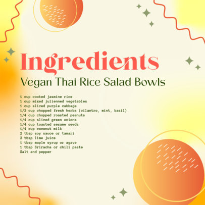 Instagram Post Generator with an Ingredients List for a Vegan Thai Rice Salad Bowl 5900c