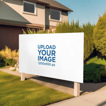 AI-Generated Mockup of a Big Sign Placed on a Home's Front Yard