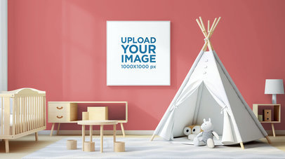 Art Print Mockup Featuring an AI-Generated Nursery Room With Toys