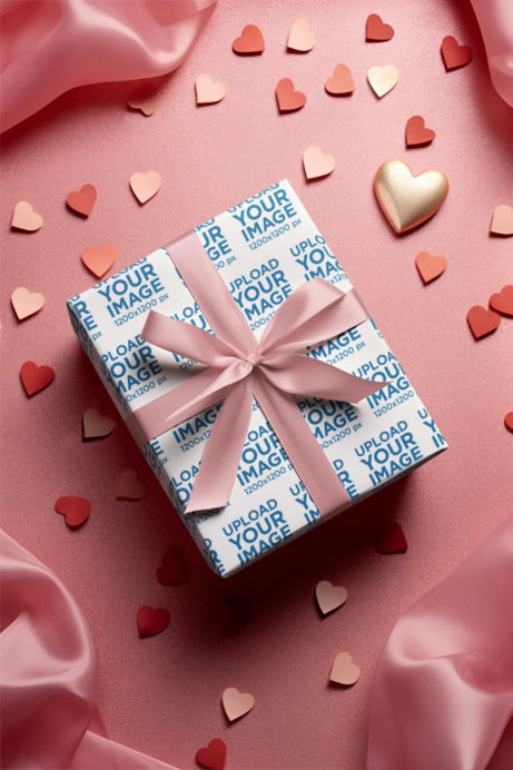 Wrapping Paper Mockup Featuring an AI-Generated Gift for Valentine's Day