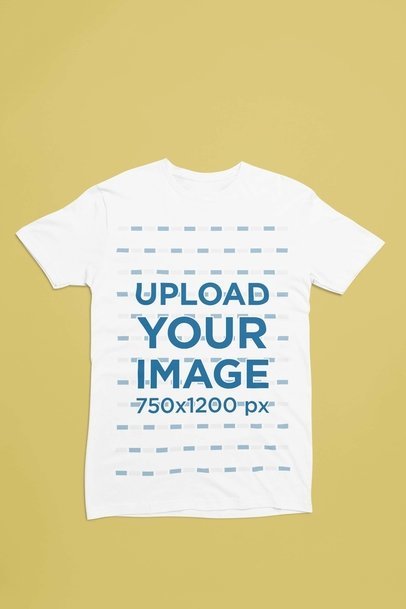 Mockup of a Round-Neck Next Level Tee Flat Laid over a Solid Surface