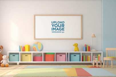 AI-Created Mockup of an Art Print Placed in a Playroom for Babies