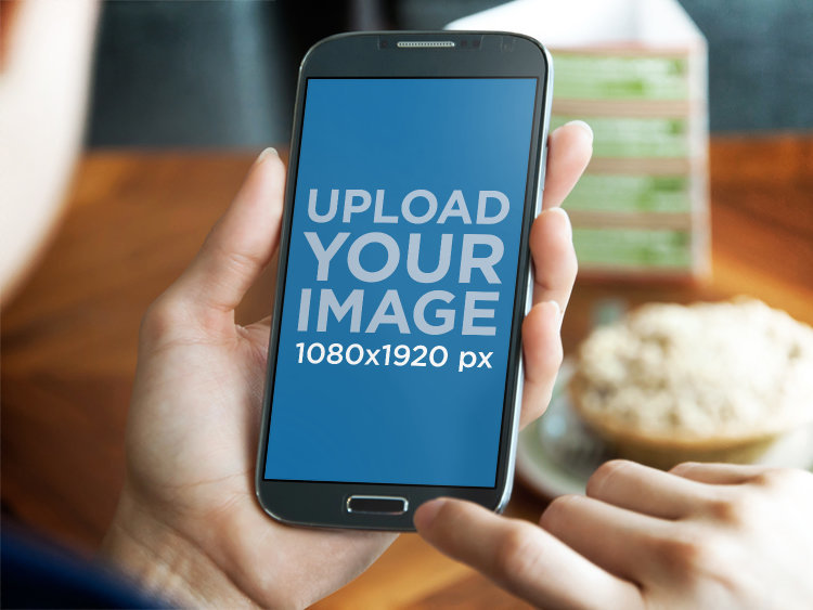 Digital Mockup Featuring a Person Using a Samsung Galaxy