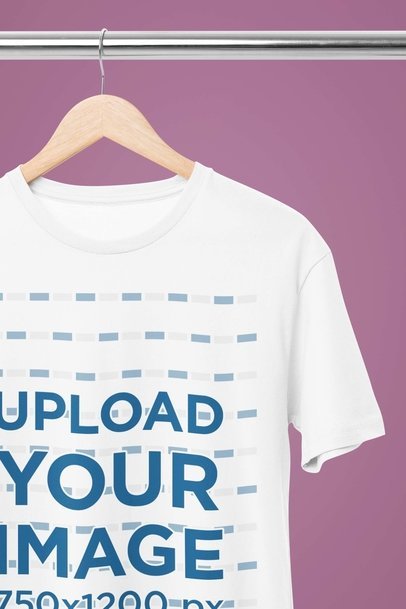 Mockup of a Crewneck Next Level T-Shirt Hanging From a Steel Bar